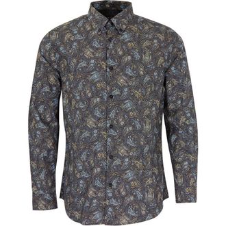 Lords of Harlech Morris Button-Up Shirt in Madrid Paisley Smoke at Nordstrom, Size Xx-Large
