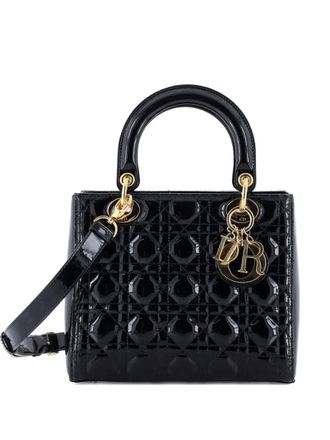 Dior Lady Dior Bag Cannage Quilt Patent Medium satchel - Black