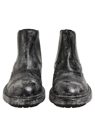 Dolce & Gabbana Distressed Leather Brogue Chelsea Boot - Black