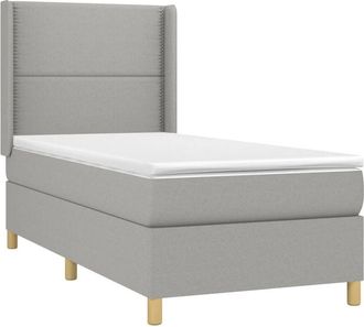 vidaXL Vidaxl - Cama Box Spring Colch&oacute;n Y Luces Led Tela Gris Claro 90x190 Cm