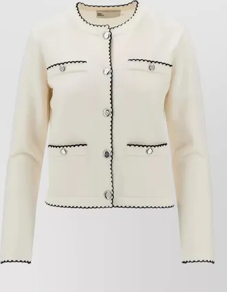 Tory Burch wool scallop trim cardigan