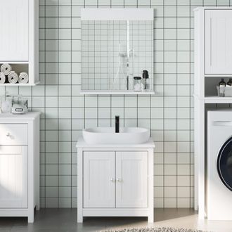 vidaXL Vidaxl - Juego De Muebles De Ba&ntilde;o Berg 2 Pzas Madera Maciza Pino Blanco
