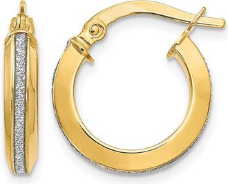 Diamond2Deal 14K Yellow Gold Glimmer Infused Hoop Earrings