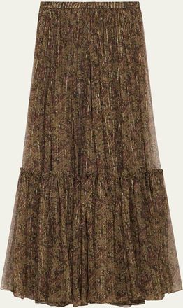 Saint Laurent Flowy Floral Maxi Skirt