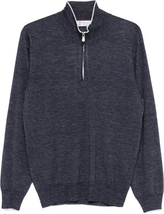 Brunello Cucinelli half-zip sweater - Blue