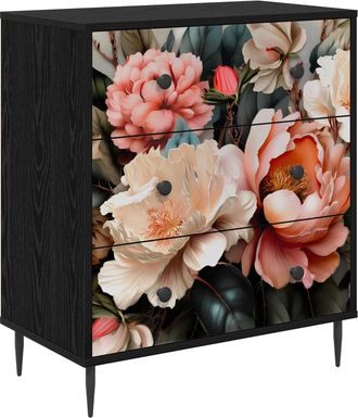 vidaXL Cajonera Borne Estampado De Peon&iacute;a Clara 66 X 36,5 X 76 Cm Vidaxl
