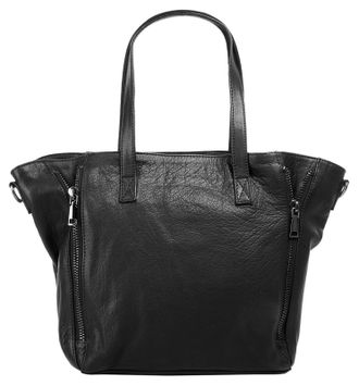 Forty Degrees Shopper FORTY, Damen, Gr. B/H/T: 45cm x 28cm x 12cm onesize, schwarz, Leder, leicht gl&auml;nzend, unifarben, Taschen Shopper, echt Leder