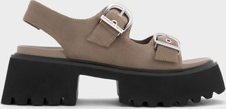 Charles & Keith Nadine Faux Suede Slingback Platform Sandals