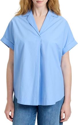 French Connection Cotton Poplin Popover Top in Blue Hydrangea at Nordstrom, Size X-Small