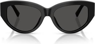 Dolce & Gabbana 55mm Cat Eye Sunglasses in Black /Dark Grey at Nordstrom
