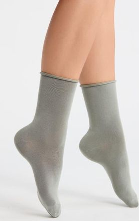 Nordstrom Everyday Rolltop Crew Socks in Green Chaparral at Nordstrom, Size 9-11