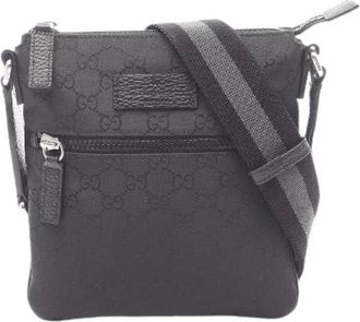 Gucci Pre-owned Cross Body Bags, female, Black, Size: ONE SIZE Pre-owned GG Nylon Leather Shoulder Bag
