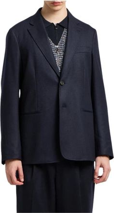 Emporio Armani Giacca in lana stretch - Heren - Blazers - Blauw - L - Wol - Jassen
