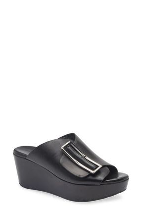 Chocolat Blu Yasha Platform Wedge Sandal in Black Leather at Nordstrom, Size 7.5
