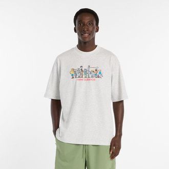 New Balance Hombre Ghica Line Up Oversized T-Shirt en Gris, Algod&oacute;n, Talla 2XL