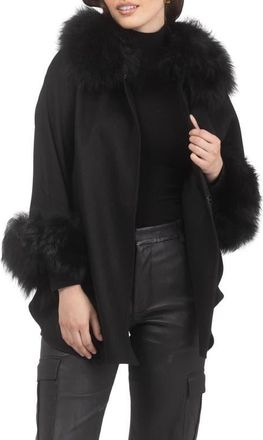 Gorski Select Wool Cape with Select Collar and Cuffs in Black at Nordstrom