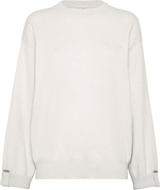 Brunello Cucinelli crew-neck cashmere jumper - women - Cashmere - L - White