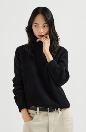 Brunello Cucinelli Cashmere English rib sweater in Black at Nordstrom, Size Xx-Small Eu
