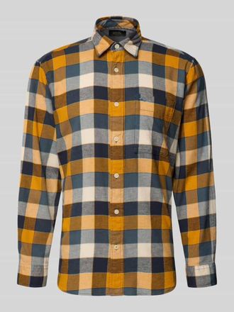 Camel Active Regular Fit Freizeithemd aus Flanell mit Label-Stitching in Orange, Gr&ouml;&szlig;e L