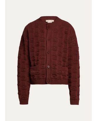 Marni Mens Wool and Cashmere Geometric-Jacquard Cardigan