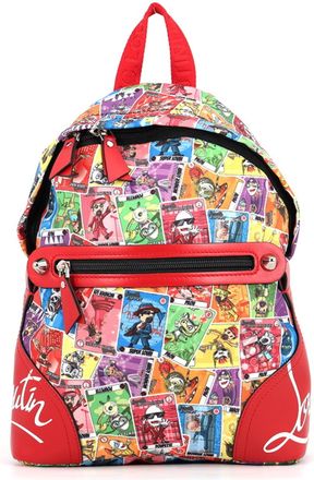 Christian Louboutin Red Color Canvas Leather Backpack (Pre-Owned)