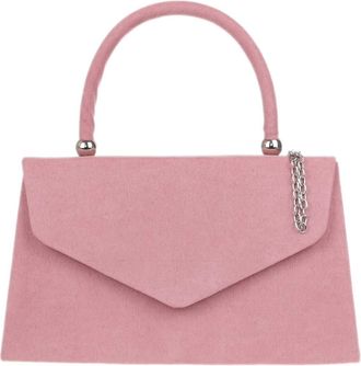 Girly HandBags Womens Top Handle Faux Suede Clutch Bag Grab Holder (Blush)