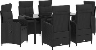 vidaXL Conjunto De Comedor De Jard&iacute;n 7 Uds. Negro Rat&aacute;n Sint&eacute;tico Vidaxl