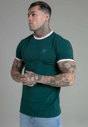Siksilk T-Shirt SIKSILK Siksilk T-Shirt Ringer T-Shirt in Green, Herren, Gr. M, gr&uuml;n, Obermaterial: 95% Baumwolle CO. 5% Elasthan EL., Shirts T-Shirt