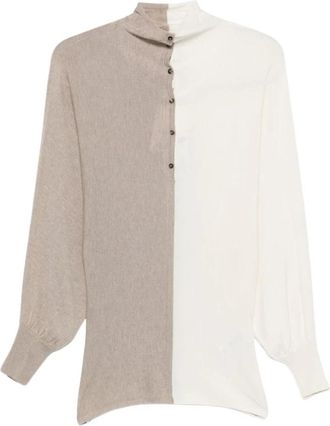 Jacquemus Le Polo Losange - Dames - Ronde hals truien - Beige - 2XS - Leer - Truien & Vesten