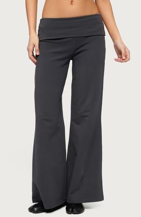 Edikted Wide Leg Foldover Pants in Dark-Gray at Nordstrom, Size X-Large