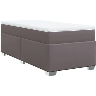 vidaXL Vidaxl - Cama Box Spring Con Colch&oacute;n Cuero Sint&eacute;tico Gris 100x200 Cm
