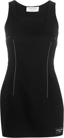 Marine Serre Virgin Wool Midi Jurk - Dames - Kleedjes - Zwart - M - Wol - Kleedjes