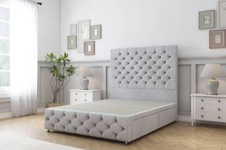 Sloomy Watson Naples Divan Base 2 Drawers - 54 Headboard & 12 Footboard in Silver | Size: Double