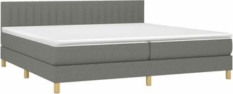 vidaXL Vidaxl - Cama Box Spring Con Colch&oacute;n Y Led Tela Gris Oscuro 200x200 Cm