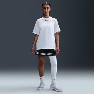 Nike Womens Aja Wilson Asymmetric Mid-Rise Single-Leg Basketball Leggings in White | HQ6455-100