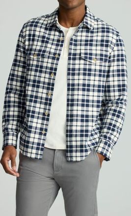 UNTUCKit Demarin Check Overshirt in Navy at Nordstrom, Size X-Large