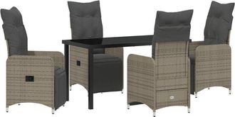 vidaXL Vidaxl - Garden Dining Set with Cushion 5 pcs Grey Poly rattan