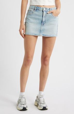 PacSun Chaya Mid Rise Denim Miniskirt in Light Indigo at Nordstrom, Size 30