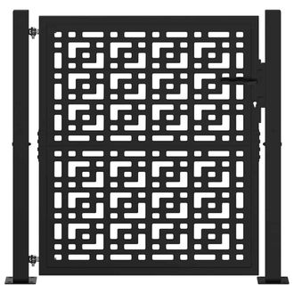 Berkfield Home Beautiful Garden Gate Black 105x106 cm Steel Cross Design