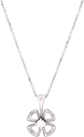 Bulgari Fiorever Pendant Necklace 18K White Gold with Diamonds