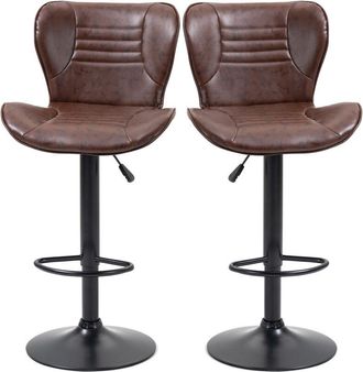 HOMCOM Set 2 Sgabelli da Cucina Finta Pelle Altezza Regolabile e Poggiapiedi - Homcom