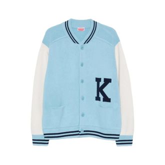 Kenzo Truien & Vesten, Heren, Blauw, M, Wol, Varsity Cardigan