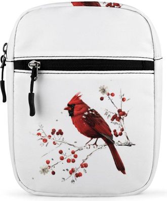 Generic Red Cardinal Bird Christmas Crossbody Bag Adjustable Satchel Cute Shoulder Bag Lightweight Sling Bags