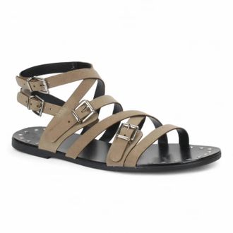 Love Rio Womens Suede Flat Sandal In Mushroom