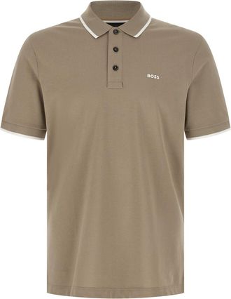 HUGO BOSS Brown Logo Print Polo