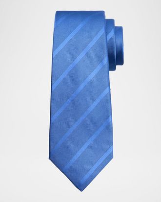 Kiton Men & apos;s Diagonal Stripe Jacquard Silk 7-Fold Tie