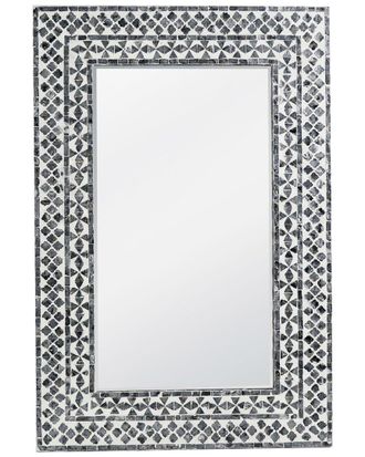 A&B Home 36In Rectangular Capiz Framed Mirror With Beveled Glass