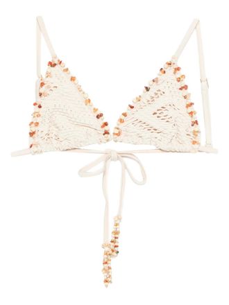 PatBo beaded bikini top - Neutrals