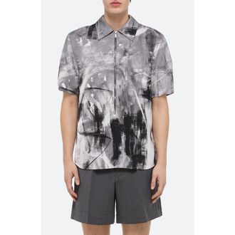 Helmut Lang Zip Scribble Shirt in White Multi - C1A at Nordstrom Rack, Size Xx-Large