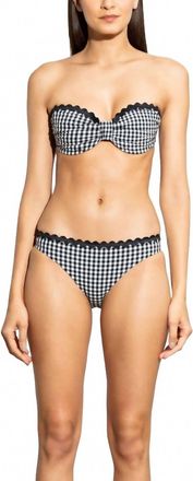 Shoshanna Gingham Jacquard Classic Bikini Bottom In Black/white